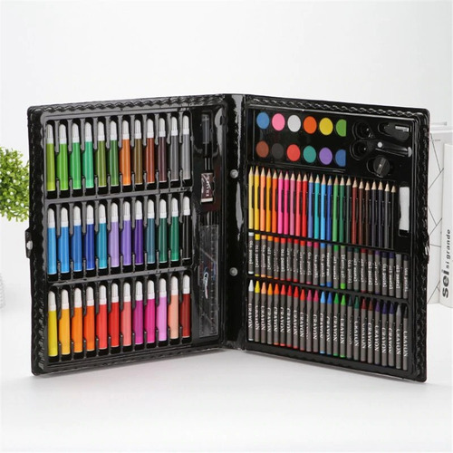 Estuche Set Arte 150 Piezas Dibujo Acuarela Crayolas Plumon